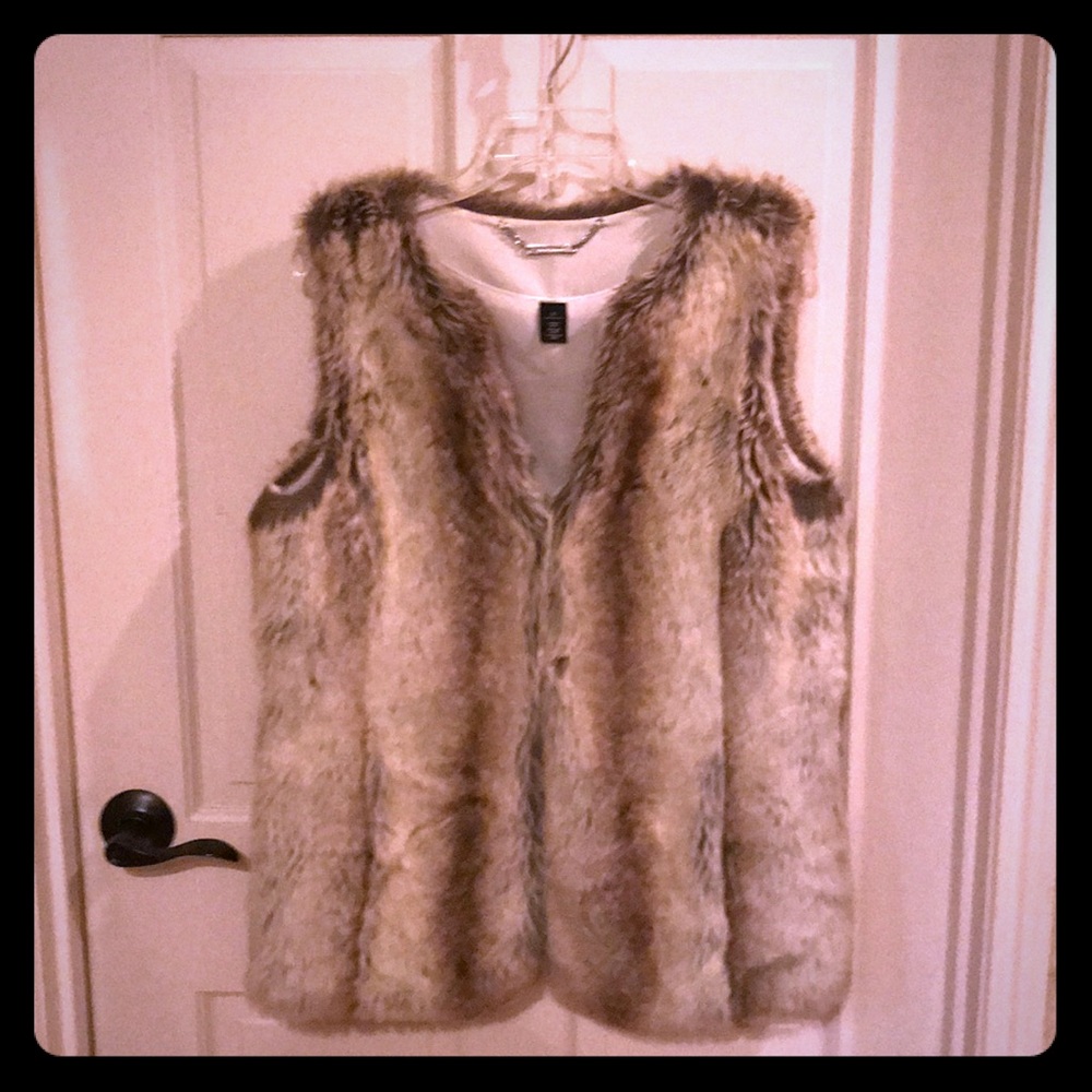 White House Black Market Fur Vest